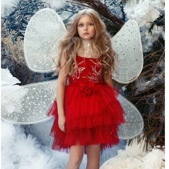 Tutu Du Monde Red Tutu Tulle Dress Silver Sequins Special Occasion Portrait - Picture 3 of 6